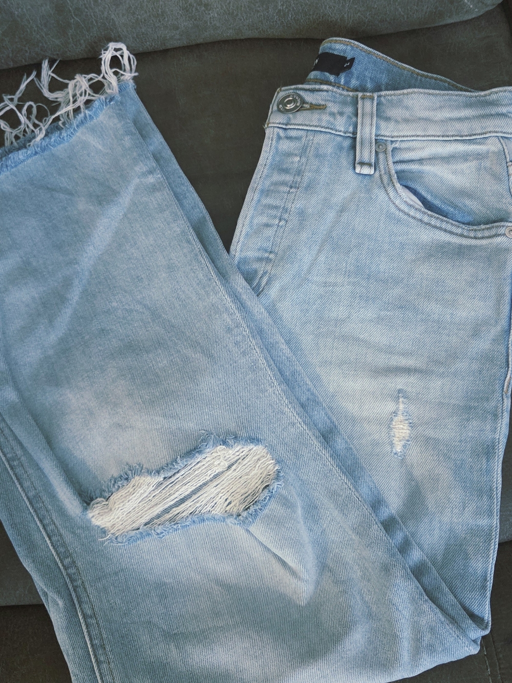 Hudson Jeans Light Blue Distressed Boyfriend Jeans
